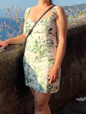 Abercrombie & Fitch Dress Floral seamed corset linen blend mini dress